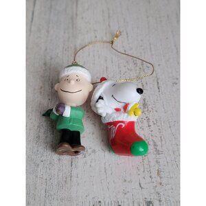 Linus snoopy stocking ornament Xmas set Woodstock set